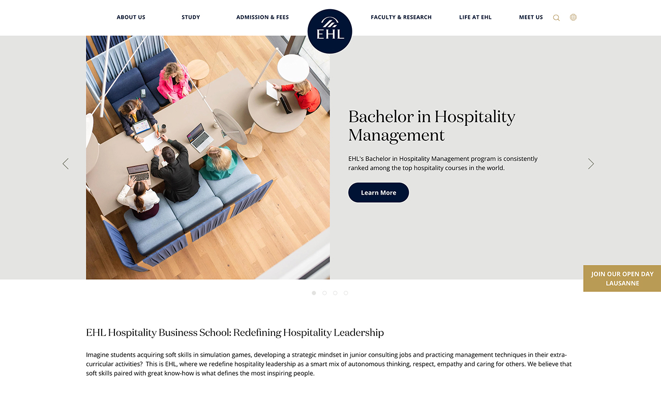 EHL Hospitality Business School Camps