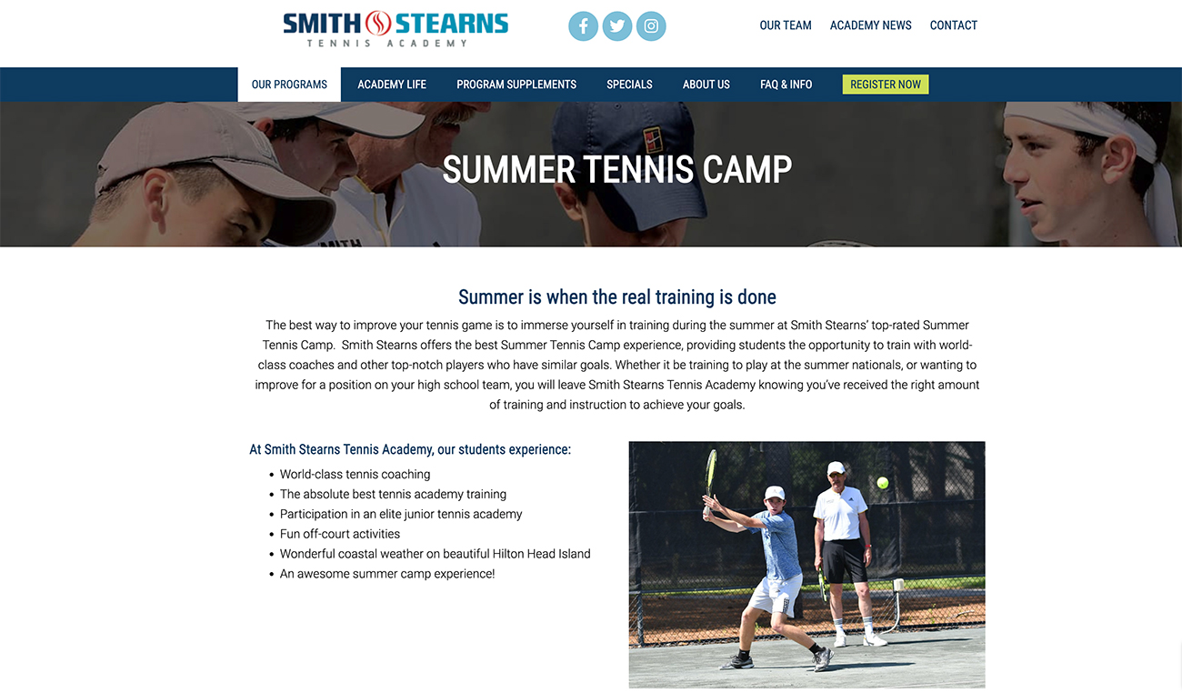 Smith Stearns Tennis Academy - Summer Tennis Camp